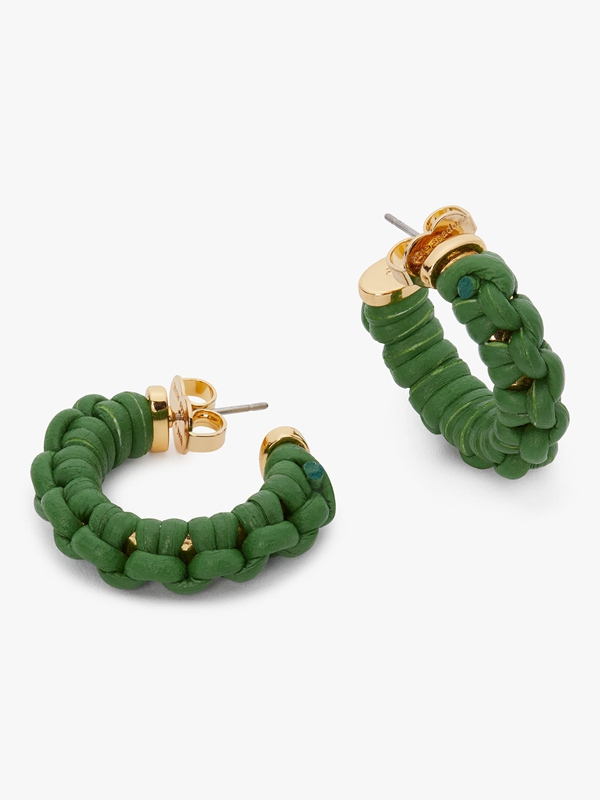 Kate Spade Bohemia Small Hoops Women's EarRings Green / Gold | 78124-MYGA