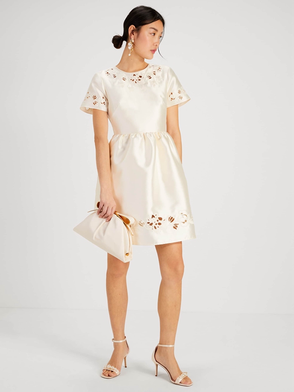 Kate Spade Embroidered Cutwork Women's Dress Cream | 73015-BPWY