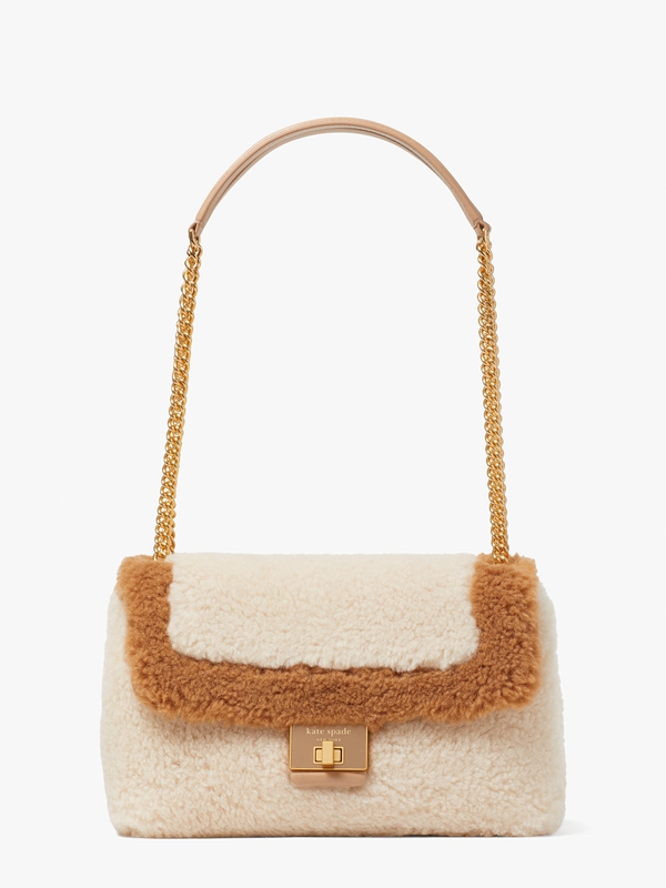 Kate Spade Evelyn Faux Shearling Medium Convertible Women's Shoulder Bags Cream | 64138-TPID