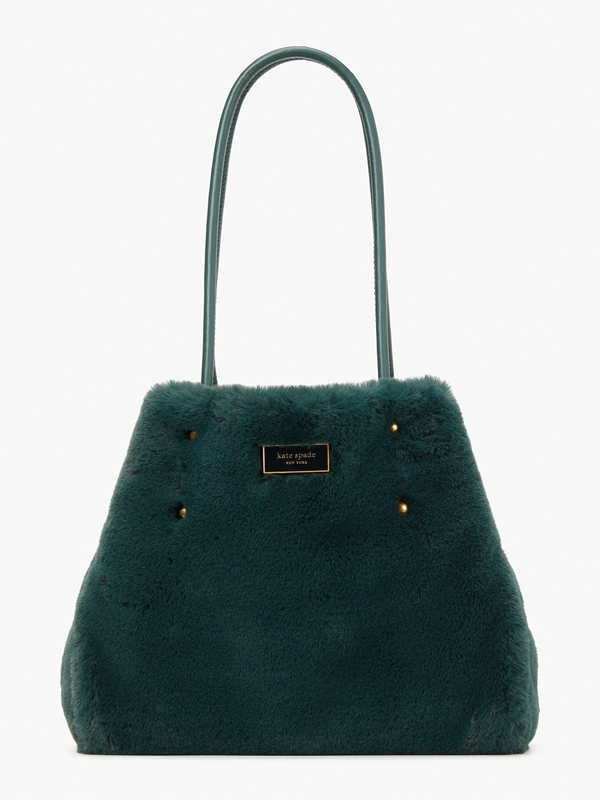 Kate Spade Everything Faux Fur Medium Long Handles Women's Tote Bags Deep Green | 15682-RUDP