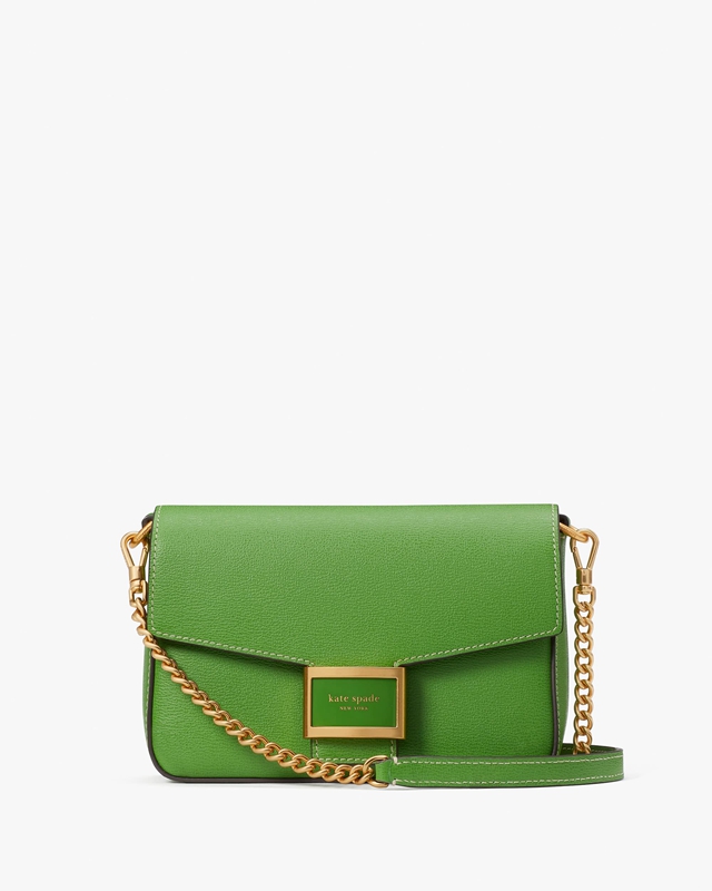 Kate Spade Katy Textured Leather Flap Chain Women's Crossbody Bags Green | 69873-KMCI