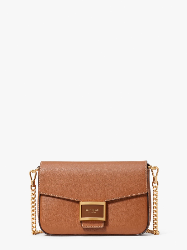 Kate Spade Katy Textured Leather Flap Chain Women's Crossbody Bags Brown | 87109-YJBP