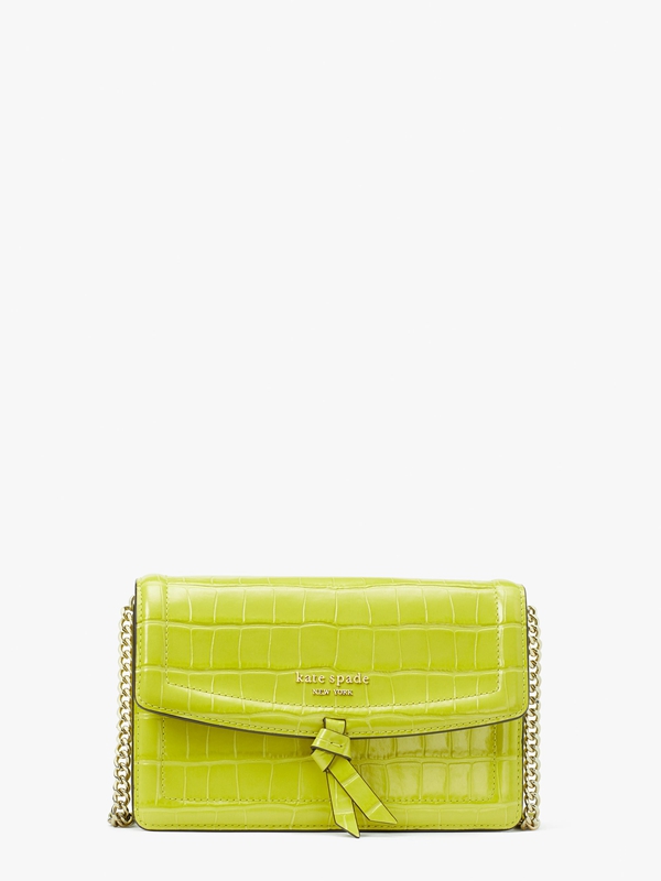 Kate Spade Knott Croc-Embossed Flap Women's Crossbody Bags Yellow | 40679-CUYL