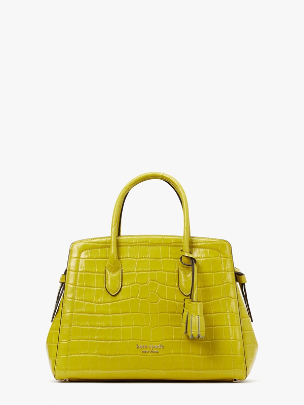 Kate Spade Knott Croc-Embossed Medium Women's Satchel Bags Yellow | 56892-DVGF