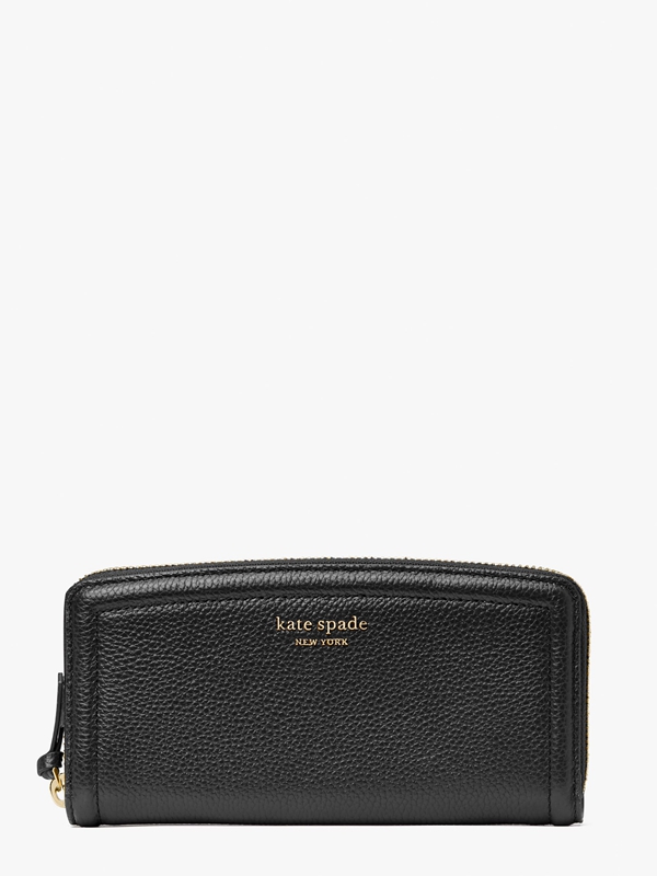 Kate Spade Knott Pebbled Leather Slim Continental Women's Wallets Black | 73968-CZQD