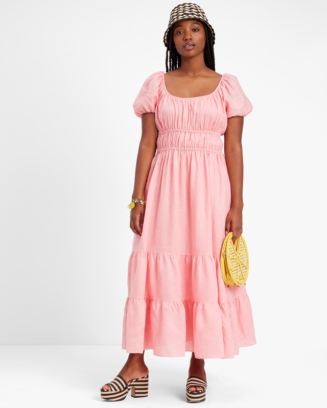 Kate Spade Linen Riviera Women's Dress Pink | 80517-RJQU