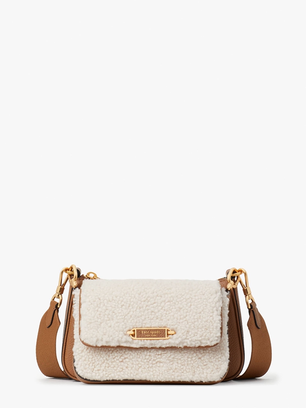 Kate Spade Morgan Shearling & Pebbled Leather Double Up Women's Crossbody Bags Cream | 40586-QLYV