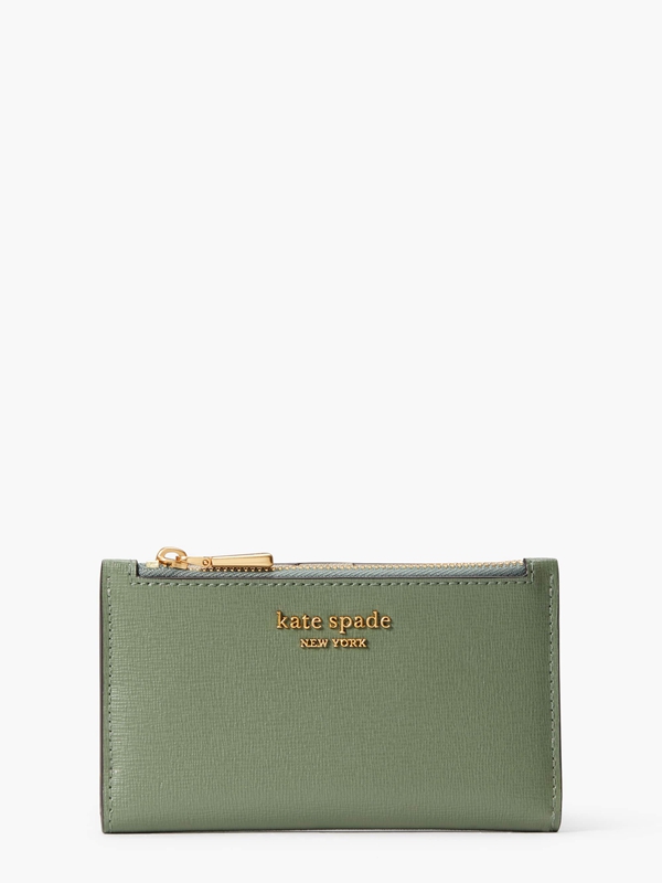 Kate Spade Morgan Small Slim Bifold Women's Wallets Green | 57984-KIYU