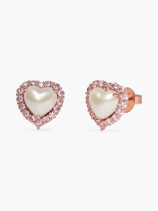 Kate Spade My Love Heart Studs Women's EarRings Cream / Rose Gold | 28065-ILRA