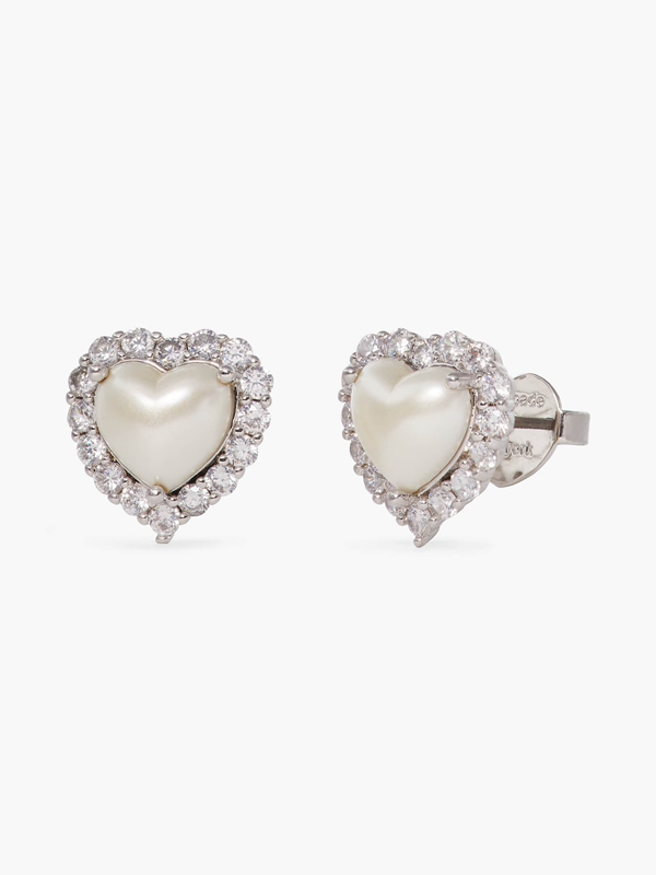 Kate Spade My Love Heart Studs Women's EarRings Cream / Silver | 68972-LZNY