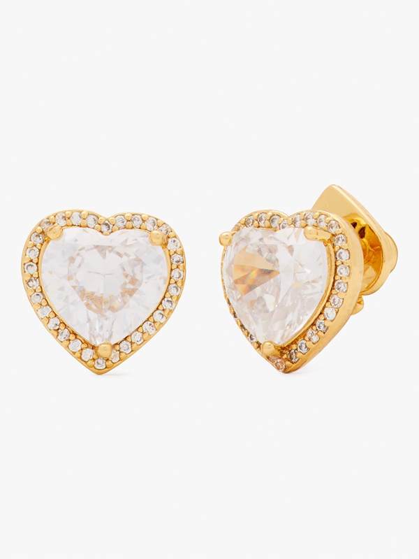 Kate Spade My Love Pavé Heart Studs Women's EarRings Gold | 46057-MGTI