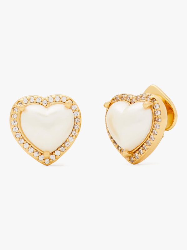 Kate Spade My Love Pavé Heart Studs Women's EarRings Cream / Gold | 75340-YJSV