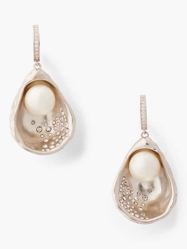 Kate Spade Oyster Drop Women's EarRings Cream / Silver | 18706-YECR