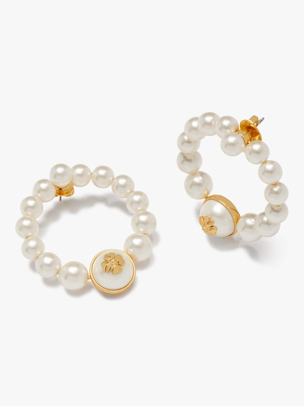 Kate Spade Pearls On Pearls Hoops Women's EarRings Cream / Gold | 14267-UEON