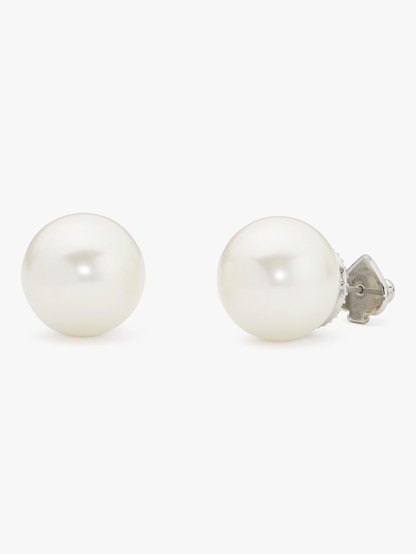 Kate Spade Pearls Please Statement Studs Women's EarRings Cream / Silver | 73016-LKCN