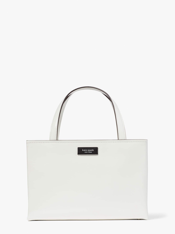 Kate Spade Sam Icon Spazzolato Leather Small Women's Tote Bags White | 42587-LMJI