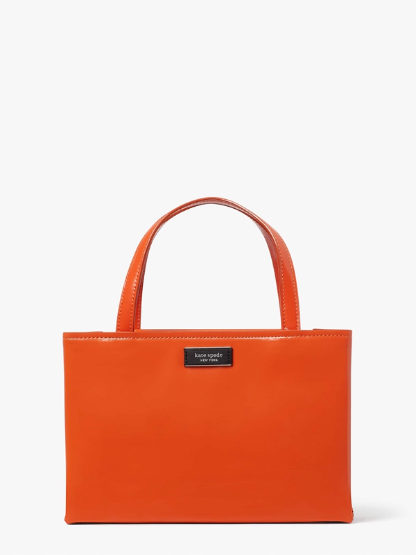 Kate Spade Sam Icon Spazzolato Leather Small Women's Tote Bags Orange | 89627-VRQG