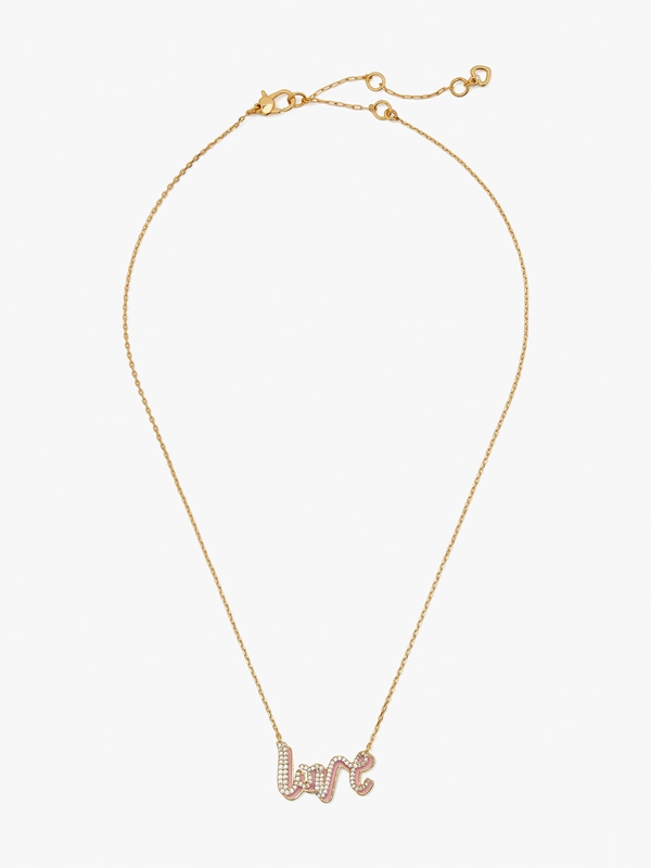 Kate Spade Say Yes Love Pendant Women's Necklace Pink / Gold | 93604-LEAG