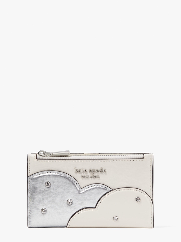 Kate Spade Shade Metallic Small Slim Bifold Women's Wallets Silver | 64509-IGNB