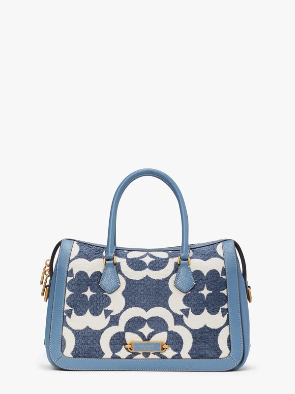 Kate Spade Spade Flower Monogram Gramercy Chenille Medium Women's Satchel Bags Blue | 74693-CGKX