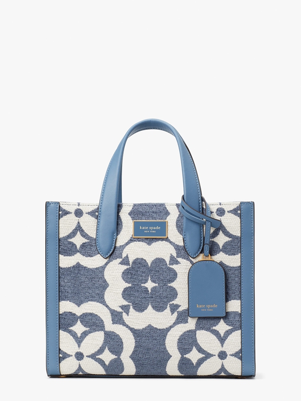 Kate Spade Spade Flower Monogram Manhattan Chenille Small Women's Tote Bags Blue | 25846-CIFM