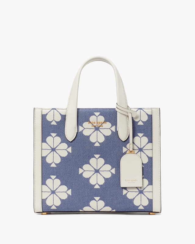 Kate Spade Spade Flower Two-Tone Canvas Manhattan Small Women's Tote Bags White / Blue | 07489-VHPT