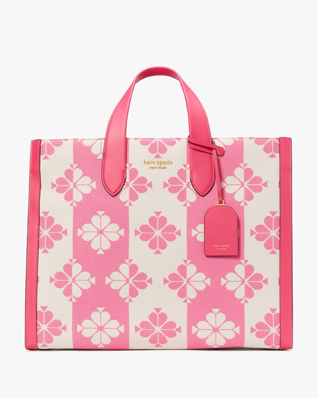 Kate Spade Spade Flower Two-Tone Canvas Manhattan Large Women's Tote Bags Pink | 30276-PHXD