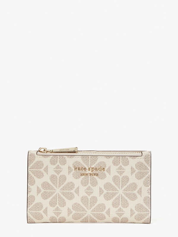 Kate Spade Spade Flowered Canvas Small Slim Bifold Women's Wallets Multicolor | 72594-MOVP