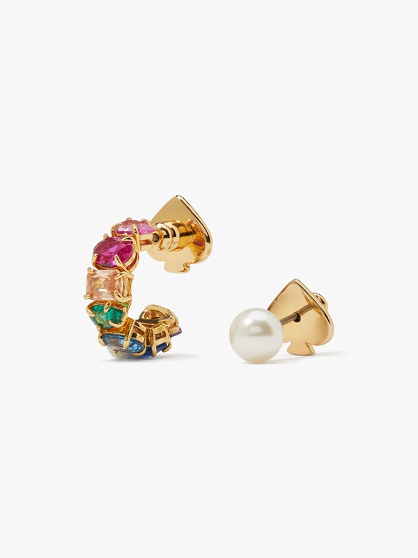 Kate Spade You're A Gem Studs & Huggies Boxed Set Women's EarRings Cream / Gold | 54760-UWEO