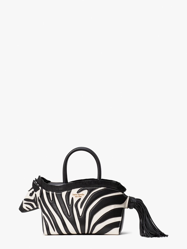 Kate Spade Ziggy Metallic 3d Zebra Women's Satchel Bags Black | 69235-KHMC