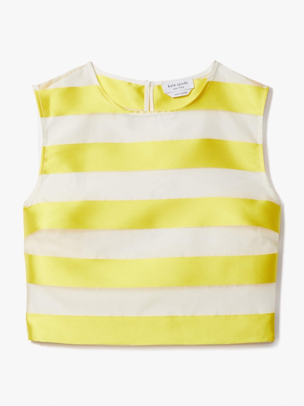 Kate Spade Awning Stripe Organza Shell Women's Tops Yellow / Cream | 14352-KRVC