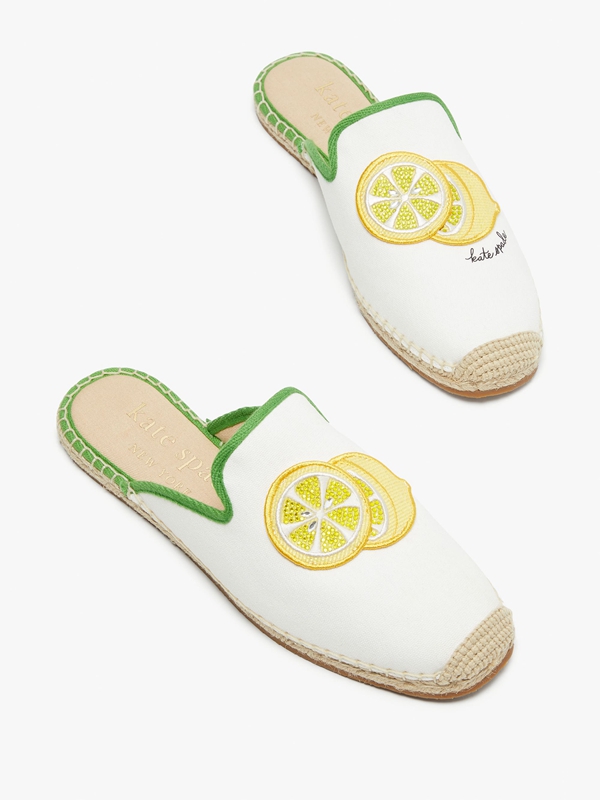 Kate Spade Azura Lemons Espadrille Women's Mules White / Green | 14735-WXGN