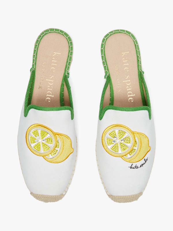 Kate Spade Azura Lemons Espadrille Women's Mules White / Green | 14735-WXGN