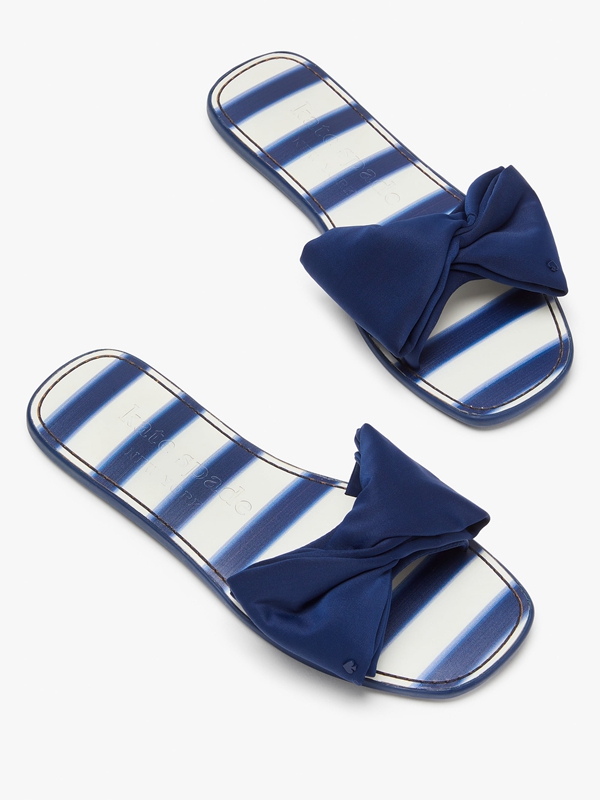 Kate Spade Bikini Bow Slide Women\'s Sandals Navy | 76051-BKND