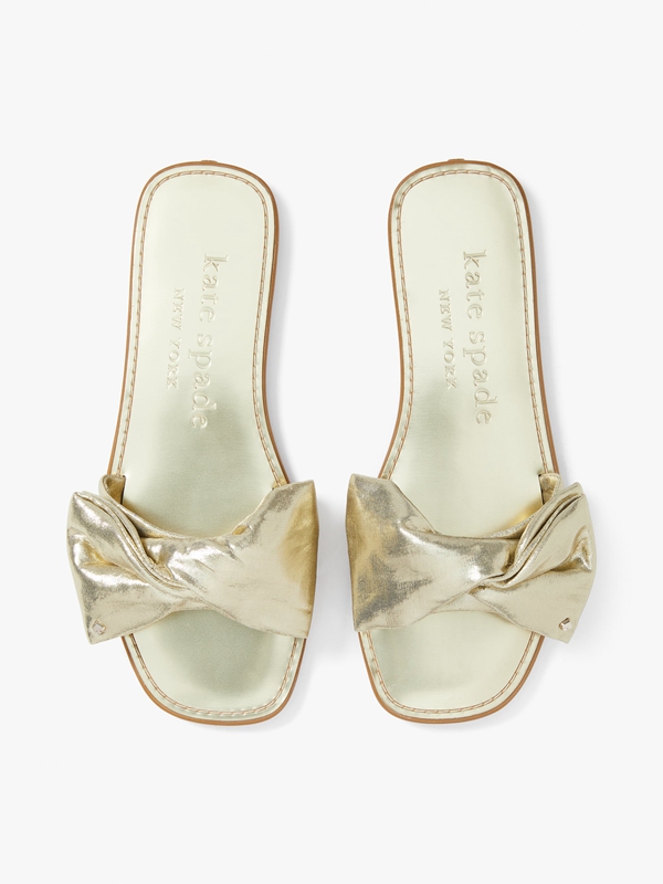 Kate Spade Bikini Bow Slide Women's Sandals Gold | 94708-AJNE