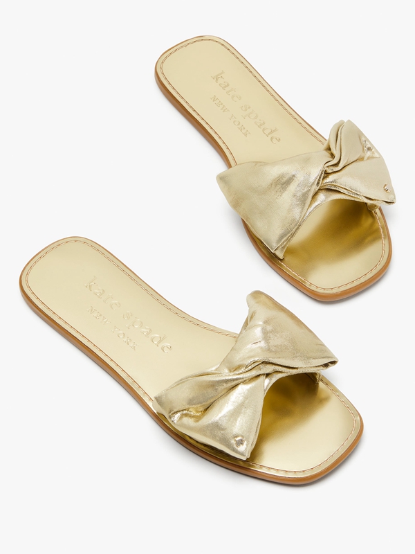 Kate Spade Bikini Bow Slide Women\'s Sandals Gold | 94708-AJNE