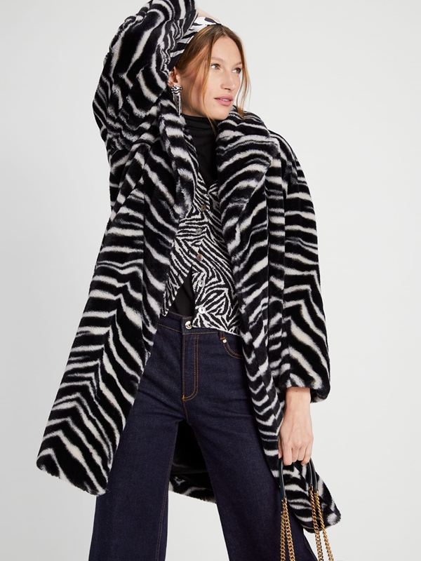 Kate Spade Bold Zebra Faux Fur Women's Coats Grey | 13524-UDXZ