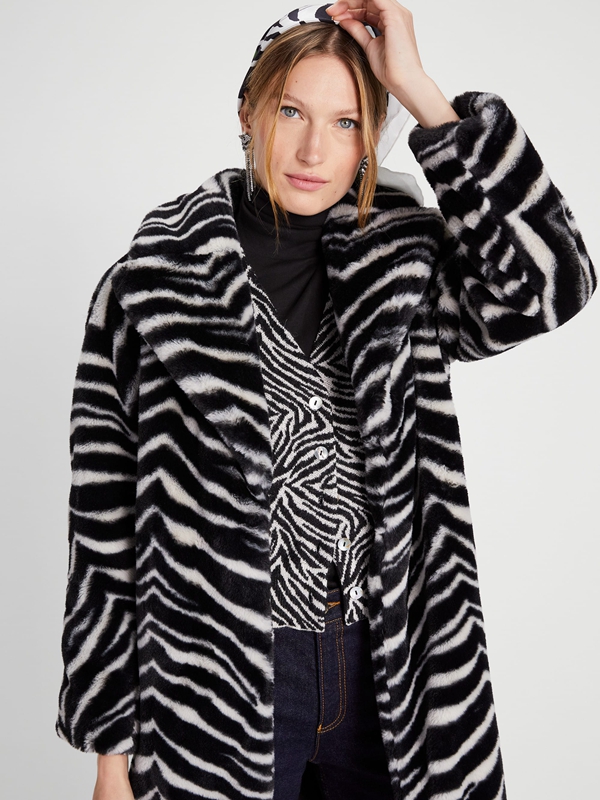 Kate Spade Bold Zebra Faux Fur Women's Coats Grey | 13524-UDXZ