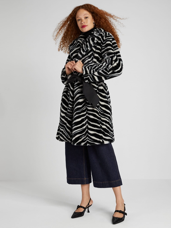 Kate Spade Bold Zebra Faux Fur Women's Coats Grey | 13524-UDXZ