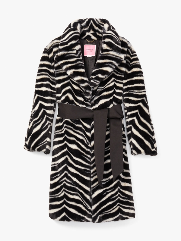 Kate Spade Bold Zebra Faux Fur Women's Coats Grey | 13524-UDXZ