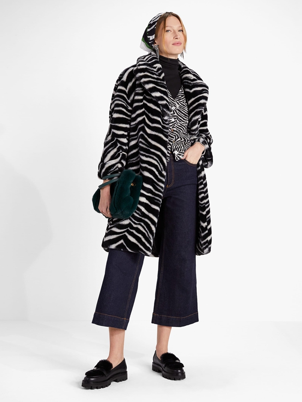 Kate Spade Bold Zebra Faux Fur Women\'s Coats Grey | 13524-UDXZ