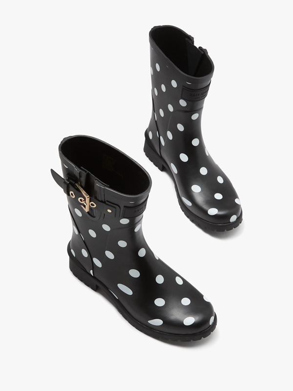 Kate Spade Carina Rain Women's Boots Black / Cream | 19738-QUHS