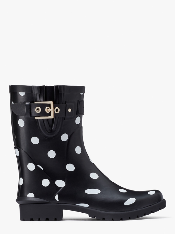 Kate Spade Carina Rain Women\'s Boots Black / Cream | 19738-QUHS