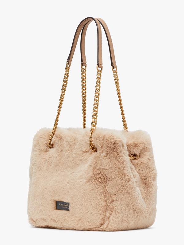 Kate Spade Chain Bucket Faux Fur Small Chain Women's Bucket Bags Brown | 42358-TOWY