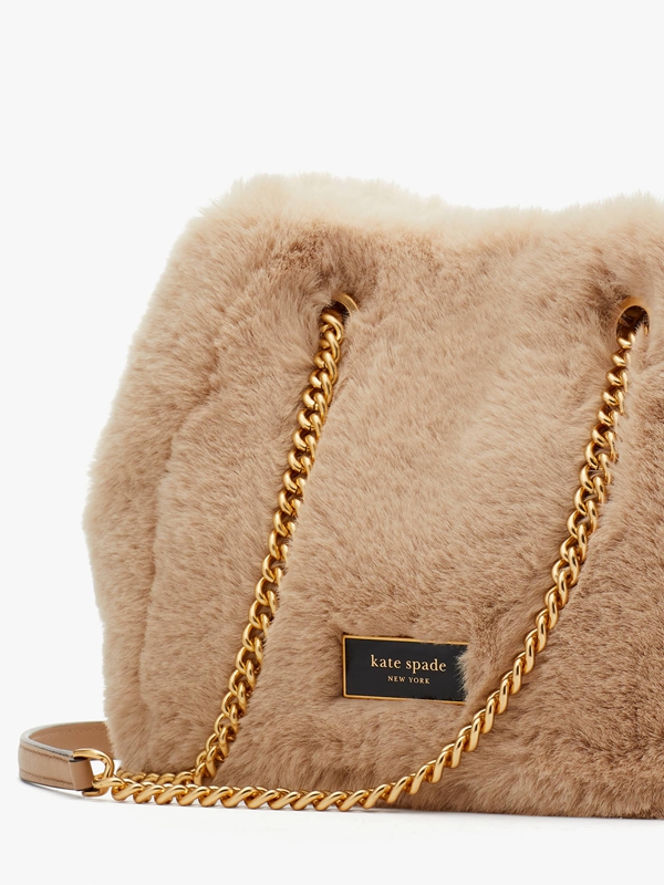 Kate Spade Chain Bucket Faux Fur Small Chain Women's Bucket Bags Brown | 42358-TOWY