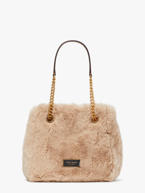 Kate Spade Chain Bucket Faux Fur Small Chain Women\'s Bucket Bags Brown | 42358-TOWY