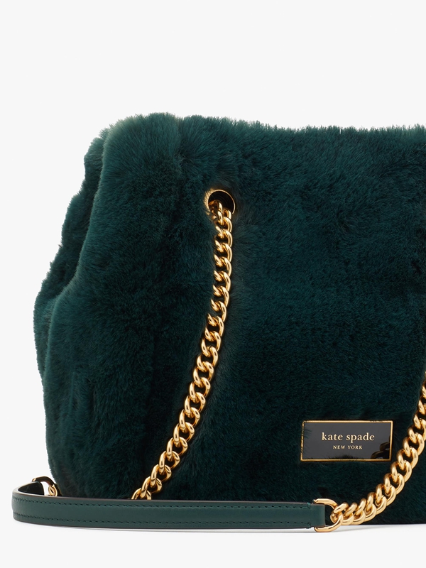 Kate Spade Chain Bucket Faux Fur Small Chain Women's Bucket Bags Deep Green | 62159-SODV