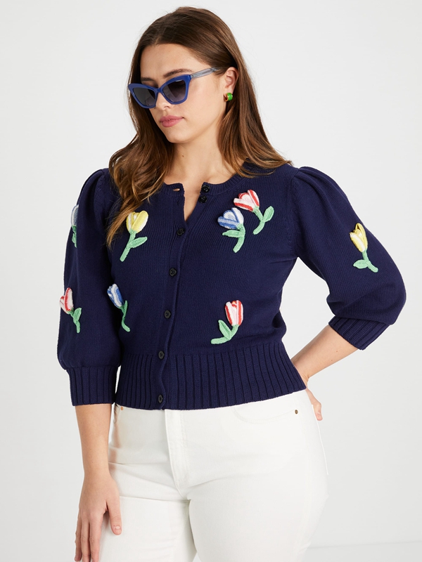 Kate Spade Crochet Flower Cardigan Women's Knitwear Blue | 57260-VNOI