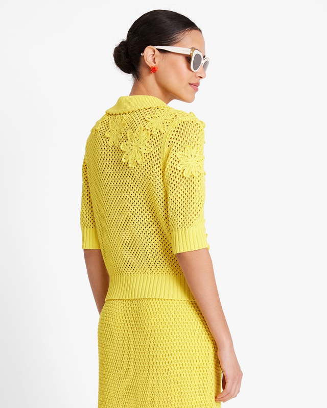 Kate Spade Crochet Knit Women's Knitwear Yellow | 78195-KQJG