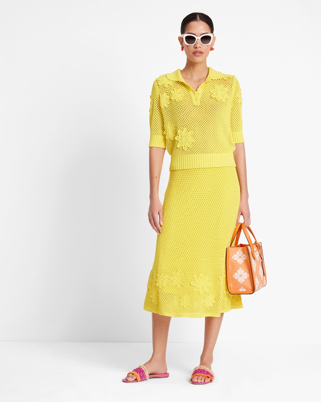 Kate Spade Crochet Knit Women\'s Knitwear Yellow | 78195-KQJG